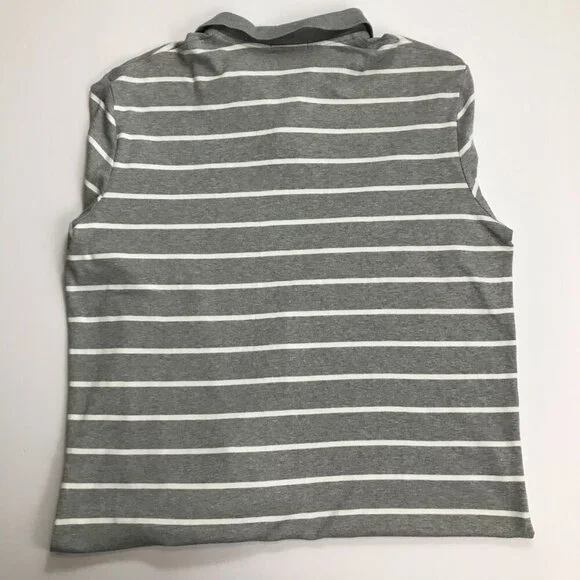 Polo Ralph Lauren Ruby XL Gray White Striped 1/4 Button Cotton Pullover - Picture 4 of 4
